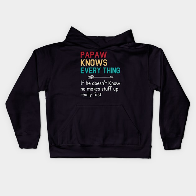 Papaw Knows Everything If He Doesn't Know He Makes Stuff Up Really Fast Happy Father Parent Day Kids Hoodie by bakhanh123